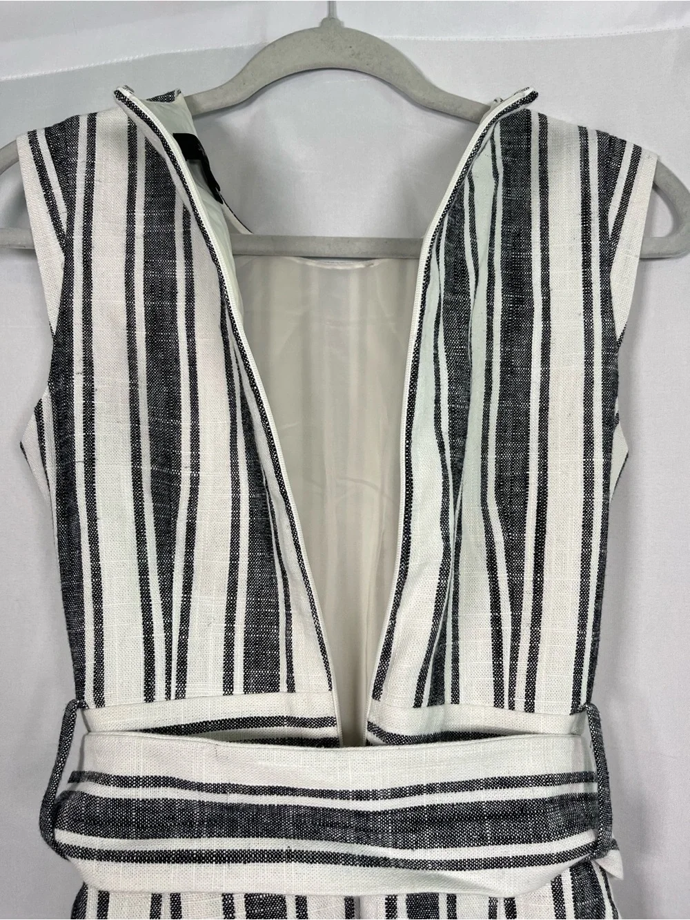 J crew striped linen blend belted fit & flare dress sz 2 coastal Americana - Picture 10 of 11